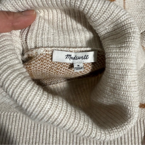 Madewell Pearldale Turtleneck Sweater Windowpane In Cream Size M cotton/wool - Picture 8 of 11